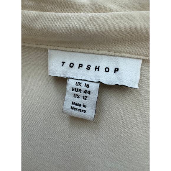 NEW TOPSHOP NORDSTROM ~ 100% Viscose Women's Ivory Knot Front Blouse Top Sz 12 - Picture 6 of 7
